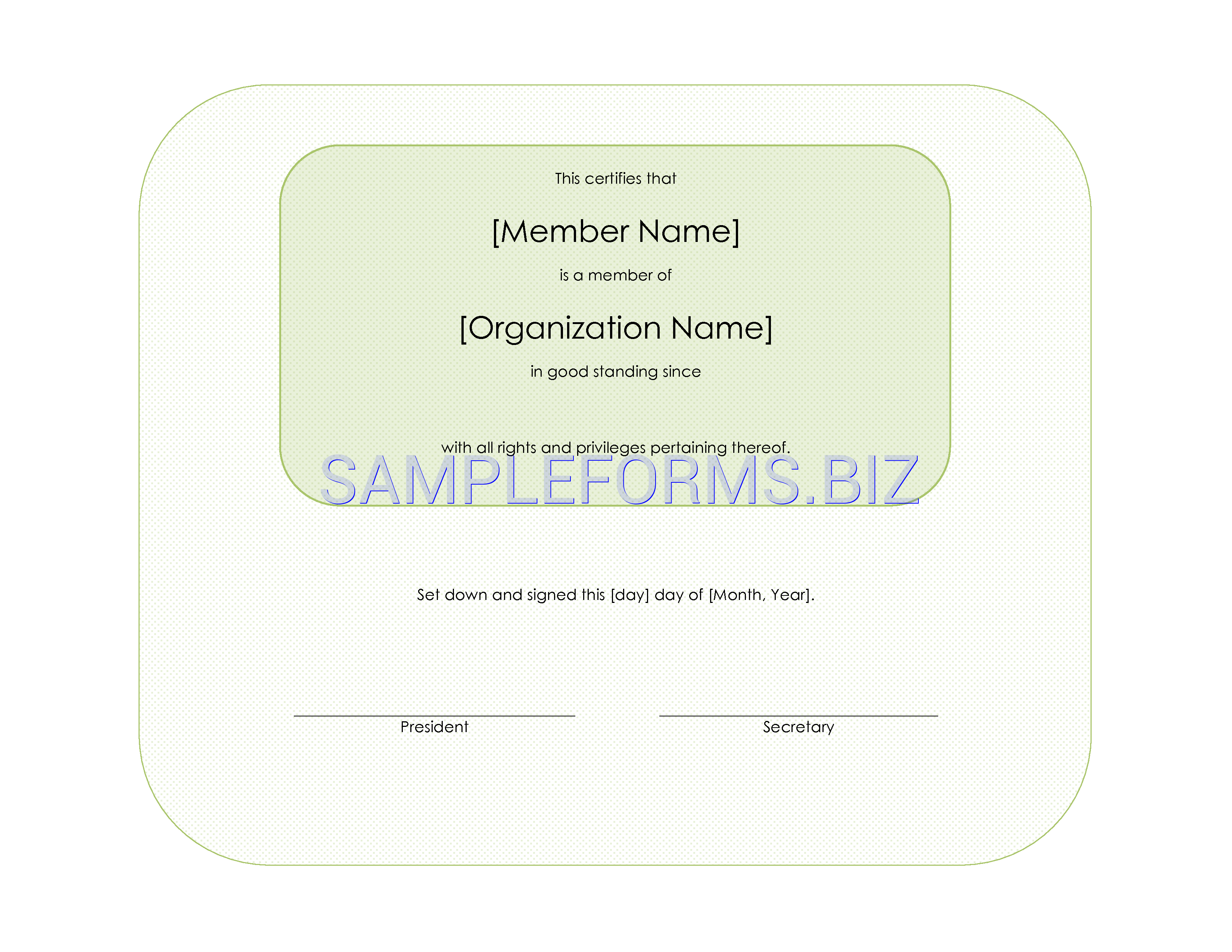 Preview free downloadable Membership Certificate 1 in PDF (page 1)