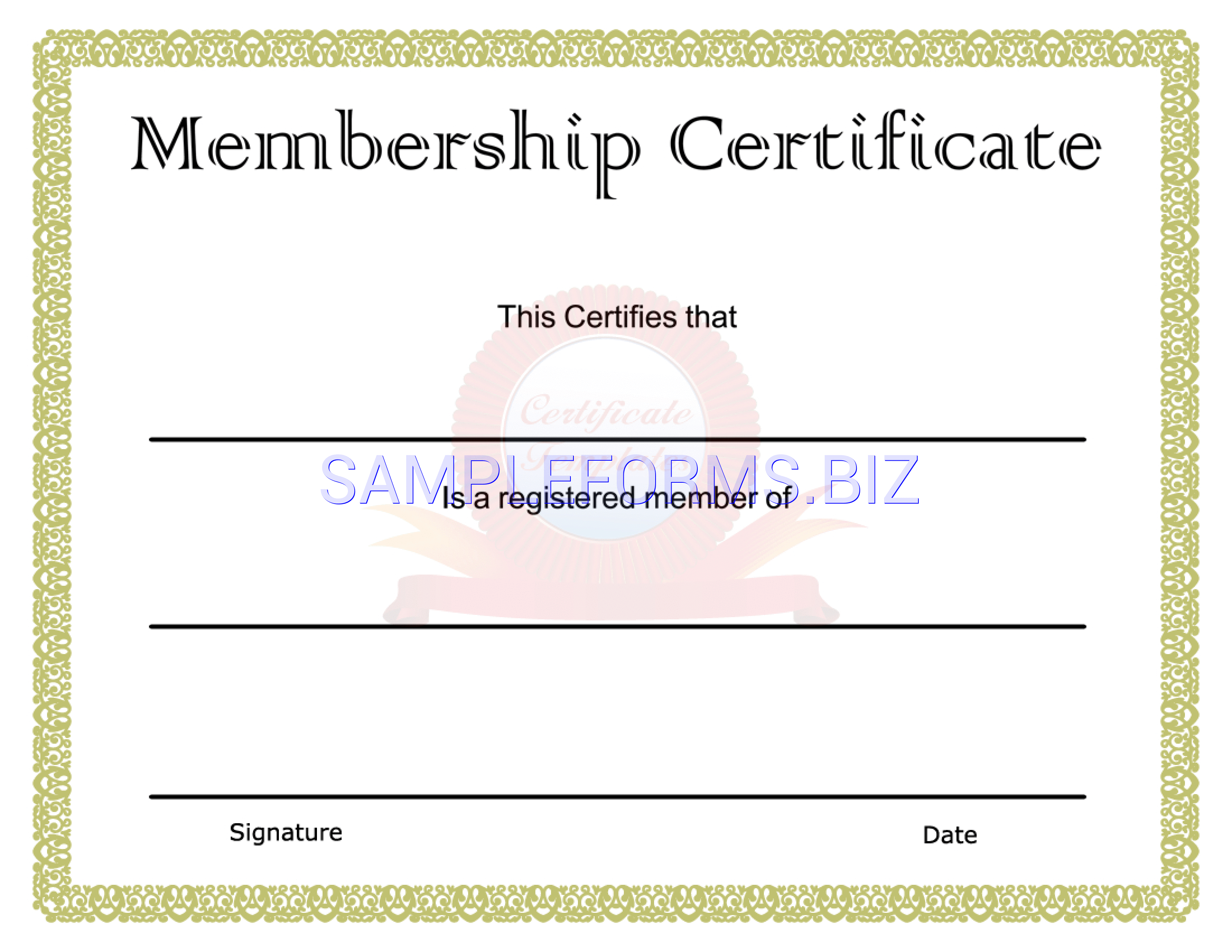 Preview free downloadable Membership Certificate 2 in PDF (page 1)